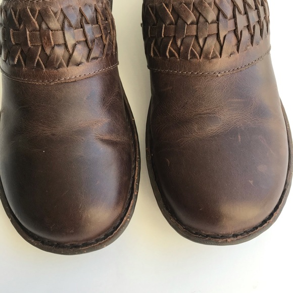 UGG Anila Full Grain Leather Wool Lined Closed Back Slip On Shoes Comfort Clogs - Picture 5 of 14